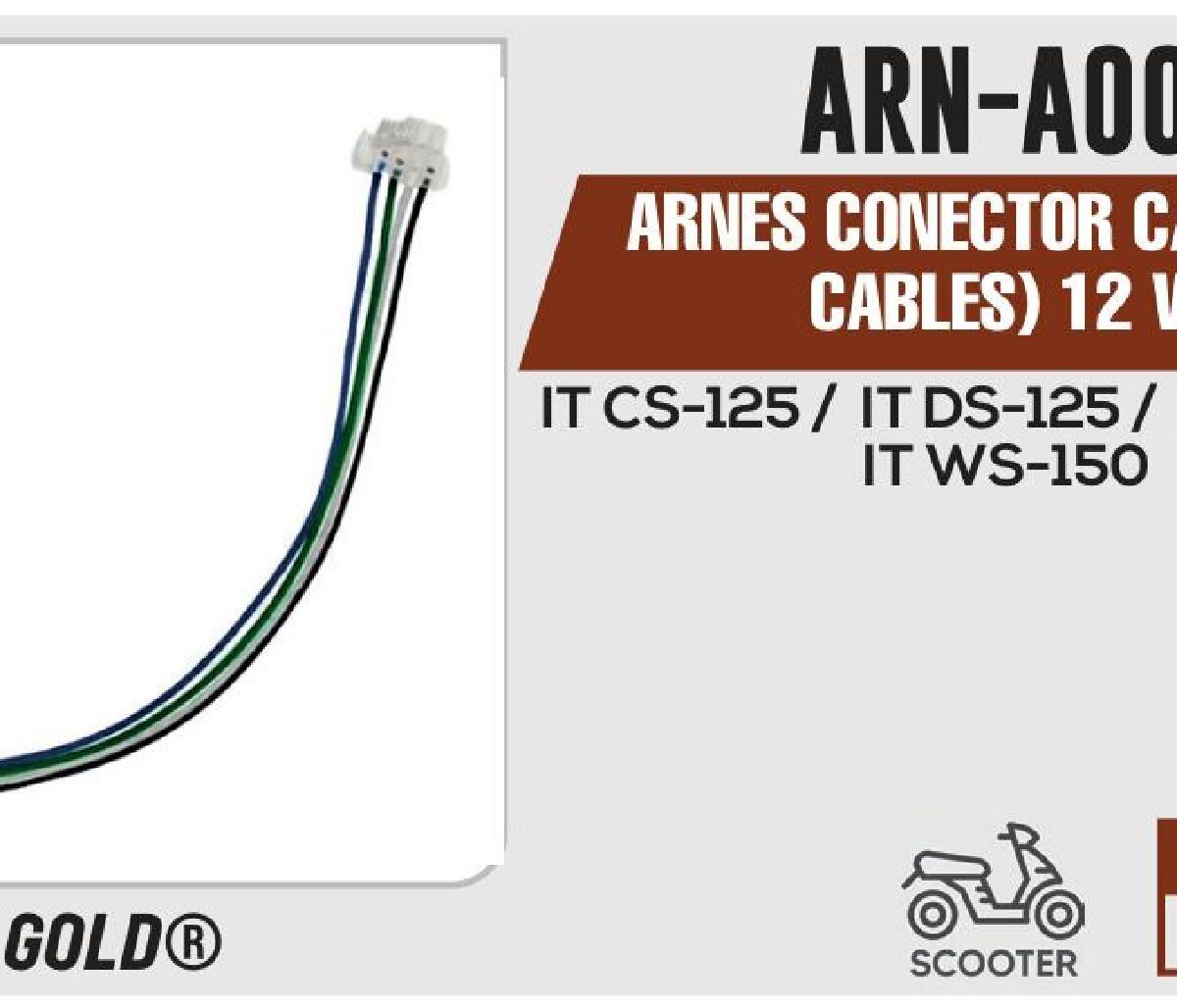 ARNES CONECTOR C/CABLE (4 CABLES) 12 Vcc / ARN-A006