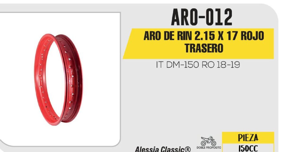 ARO DE RIN TRASERO 2.15 X 17 ROJO