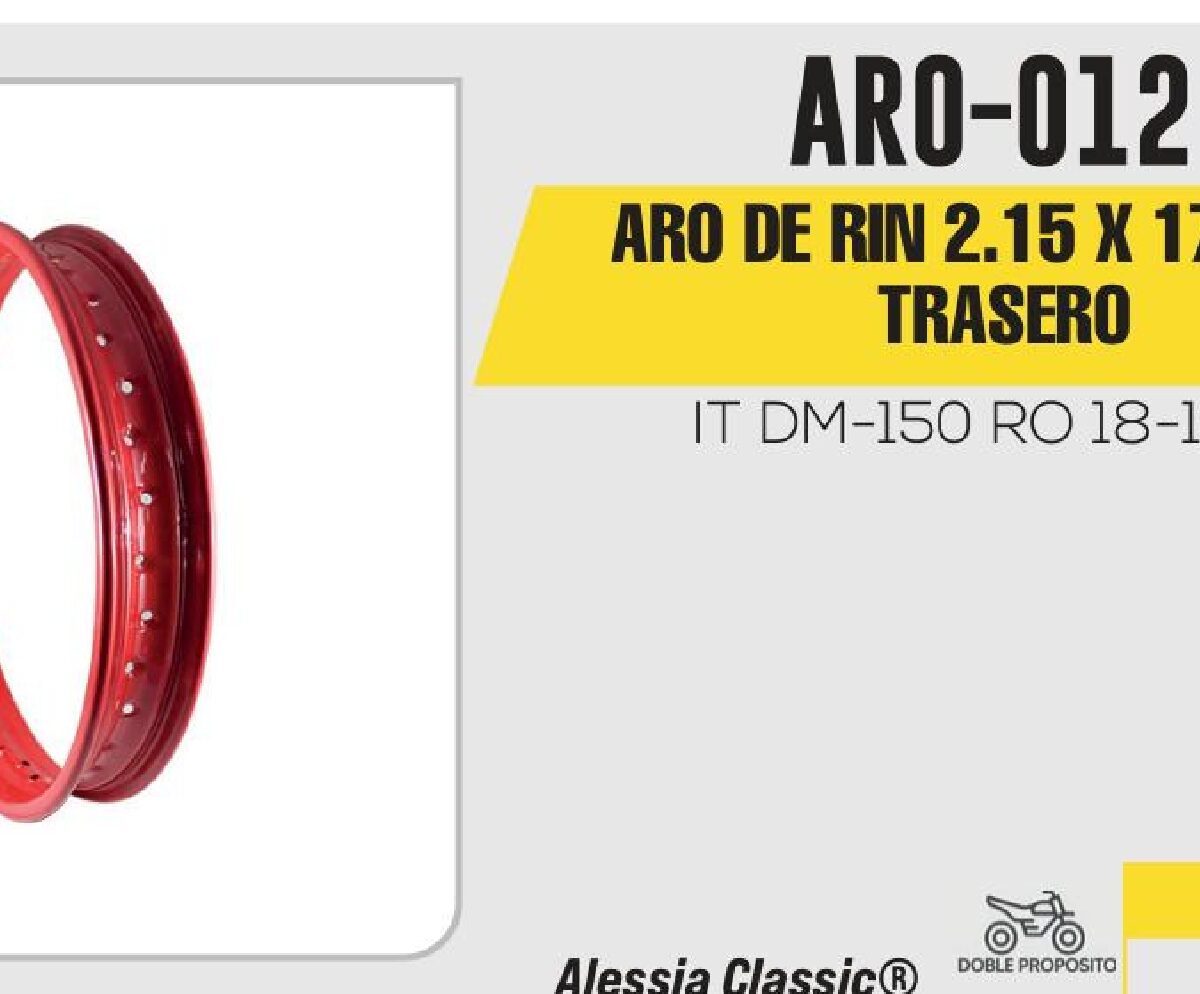 ARO DE RIN TRASERO 2.15 X 17 ROJO