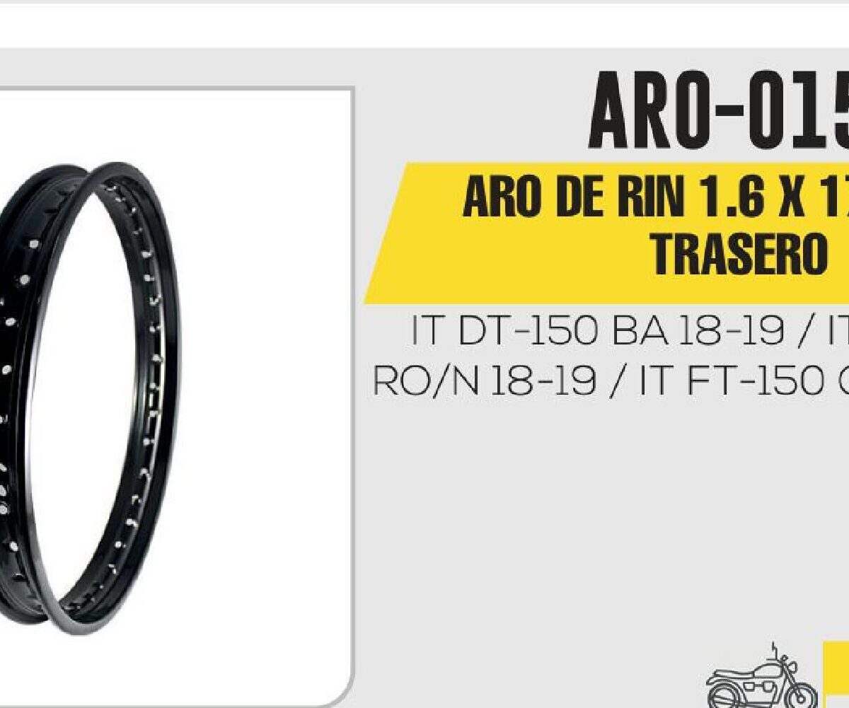 ARO DE RIN TRASERO 1.6 X 17 NEGRO