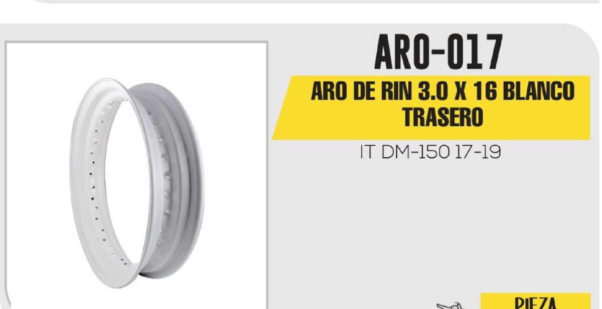 ARO DE RIN TRASERO 3.0 X 16 BLANCO