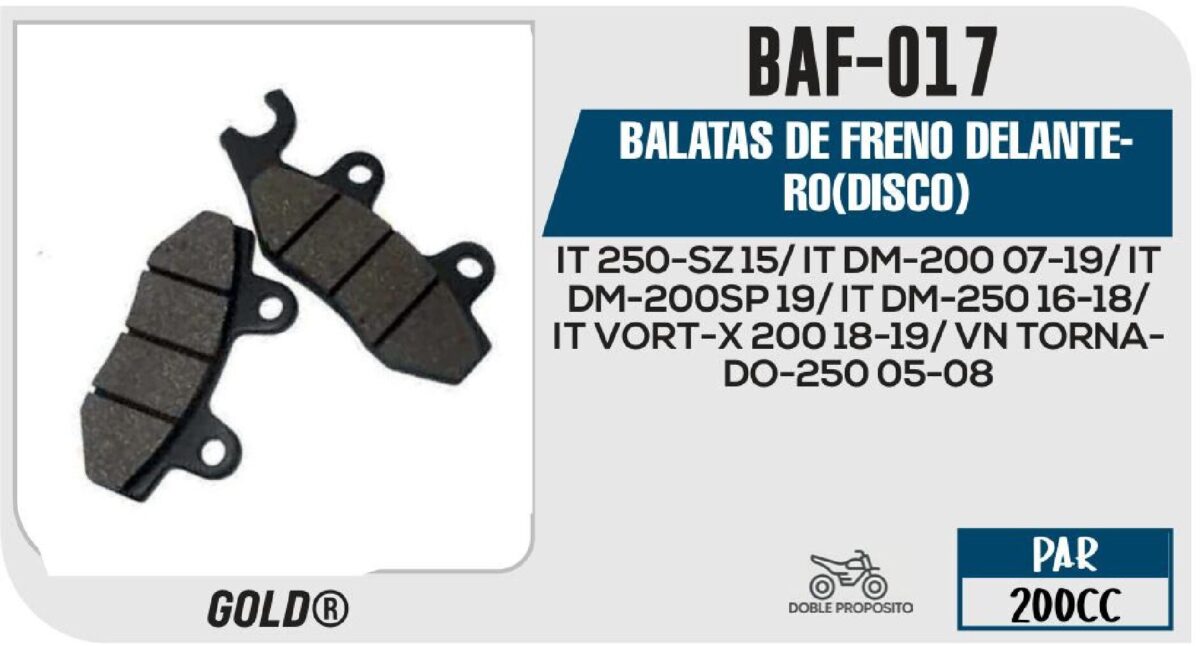 BALATAS DE FRENO DELANTERO DISCO