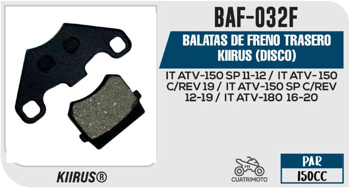 BALATAS DE FRENO TRASERO (DISCO)