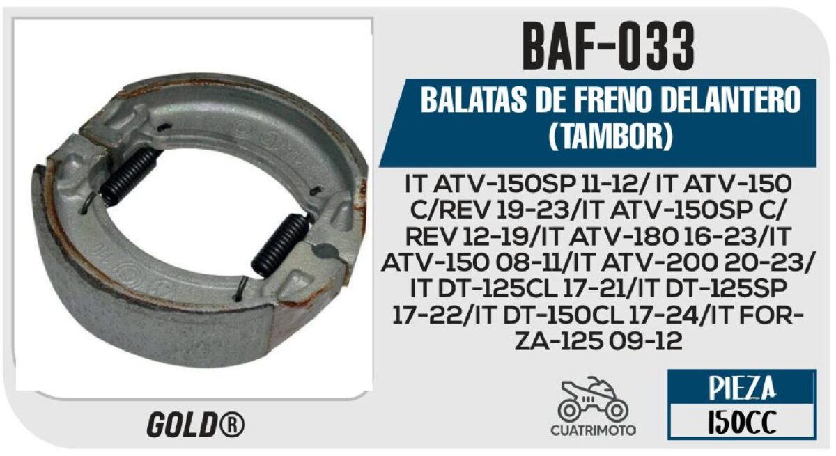 BALATAS DE FRENO DELANTERO TAMBOR