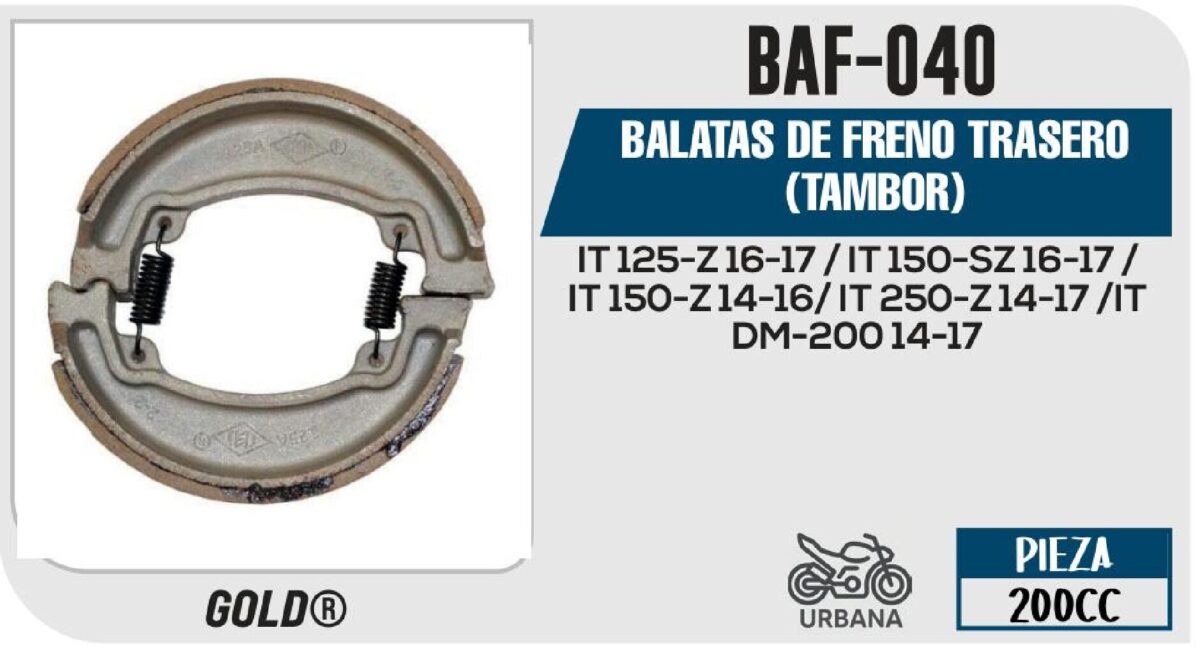 BALATAS DE FRENO TRASERO TAMBOR