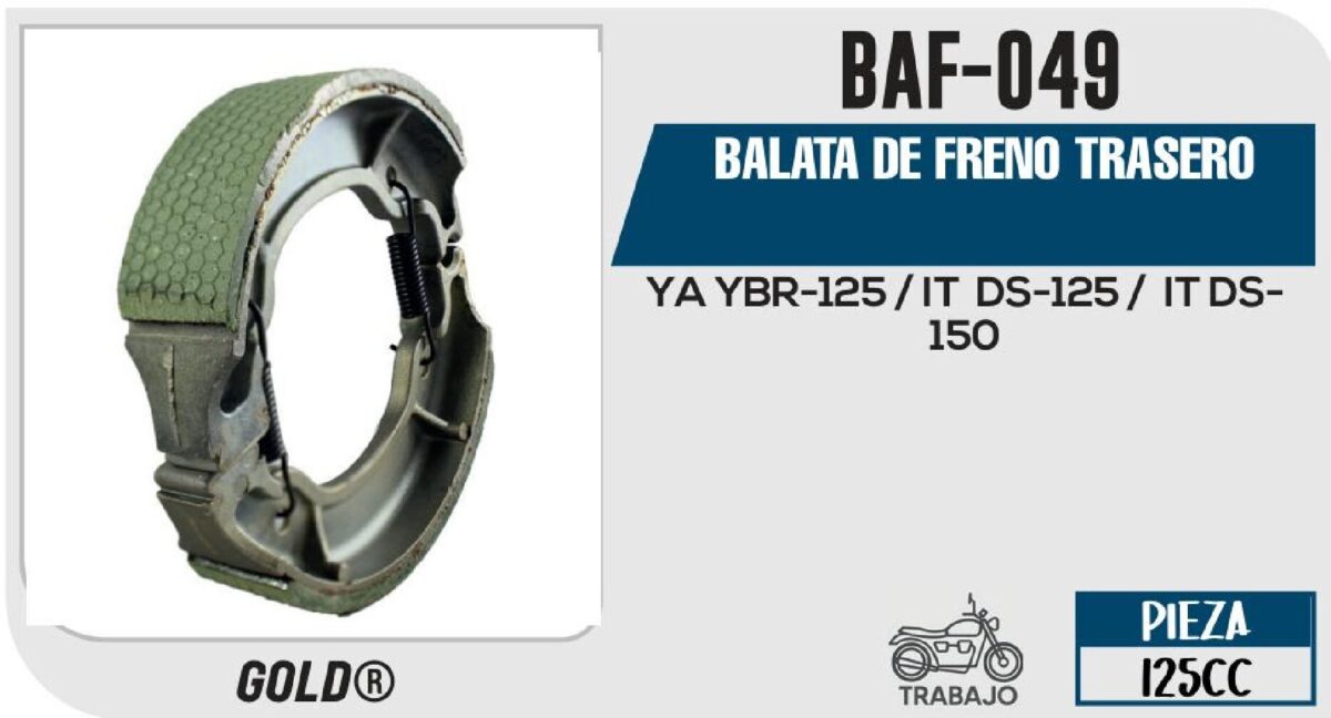 BALATA DE FRENO TRASERO TAMBOR
