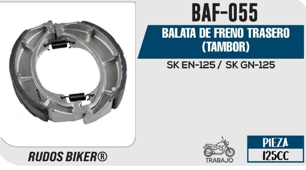 BALATA DE FRENO TRASERO (TAMBOR) / BAF-055