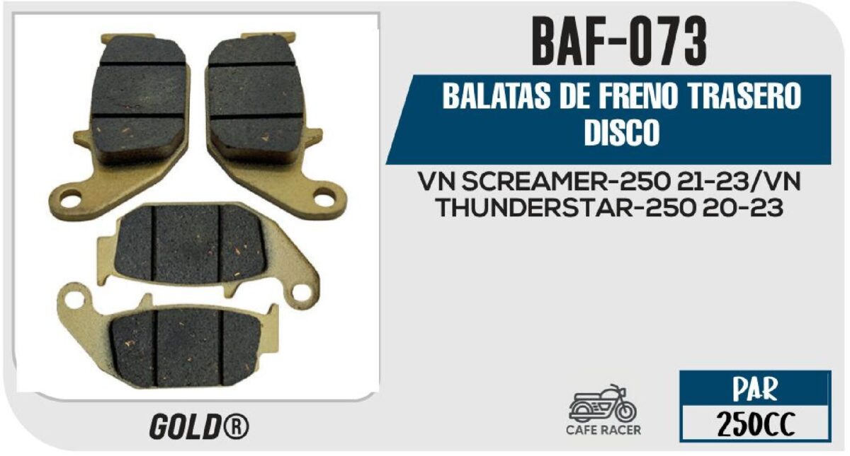 BALATAS DE FRENO TRASERO DISCO