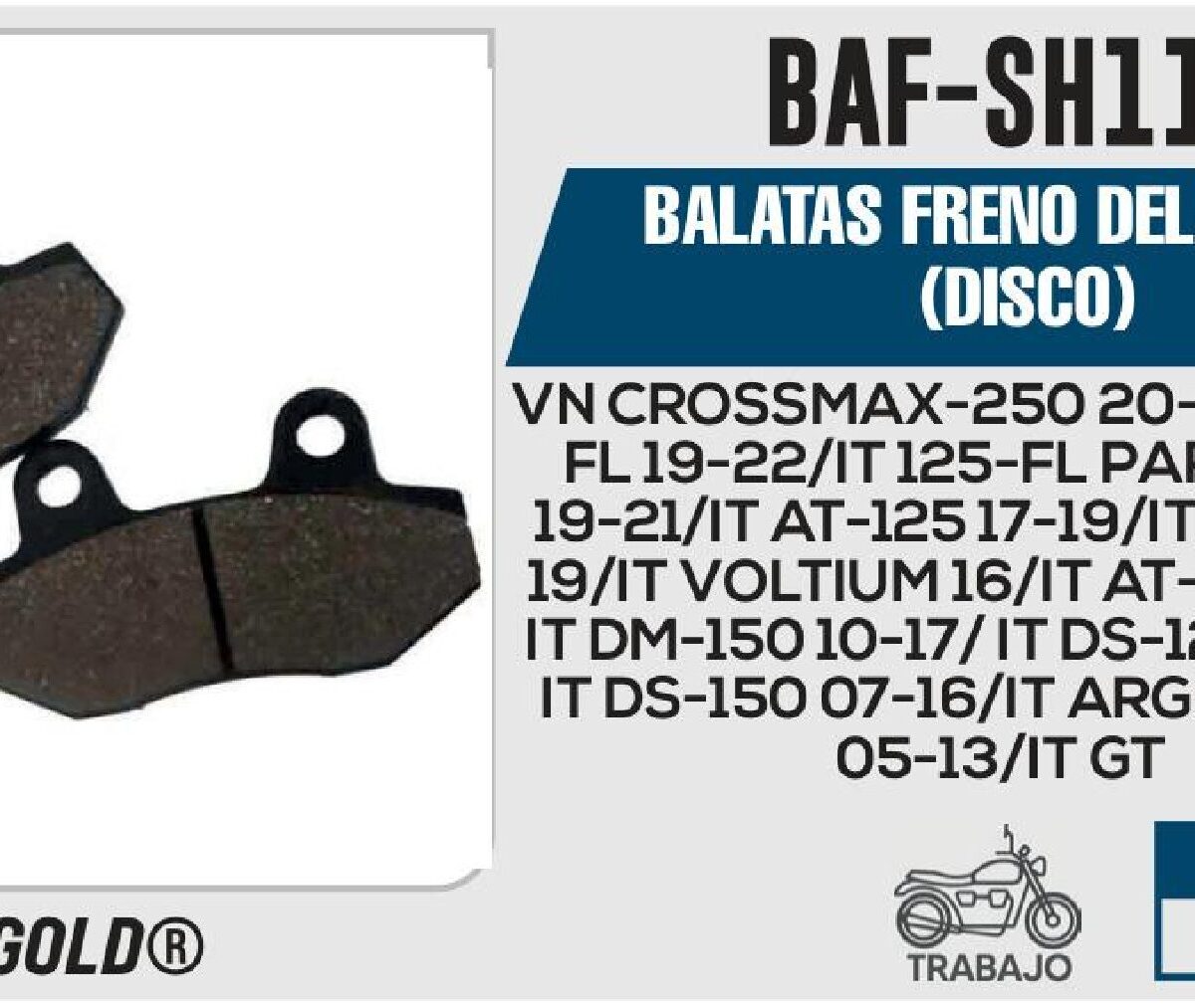 BALATAS FRENO DELANTERO (DISCO)