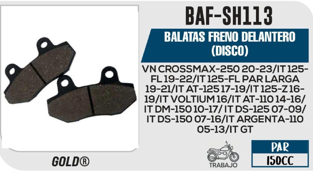 BALATAS FRENO DELANTERO (DISCO)