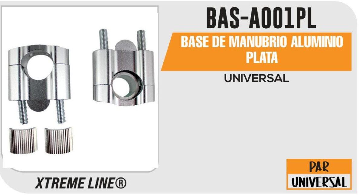 BASE DE MANUBRIO ALUMINIO PLATA