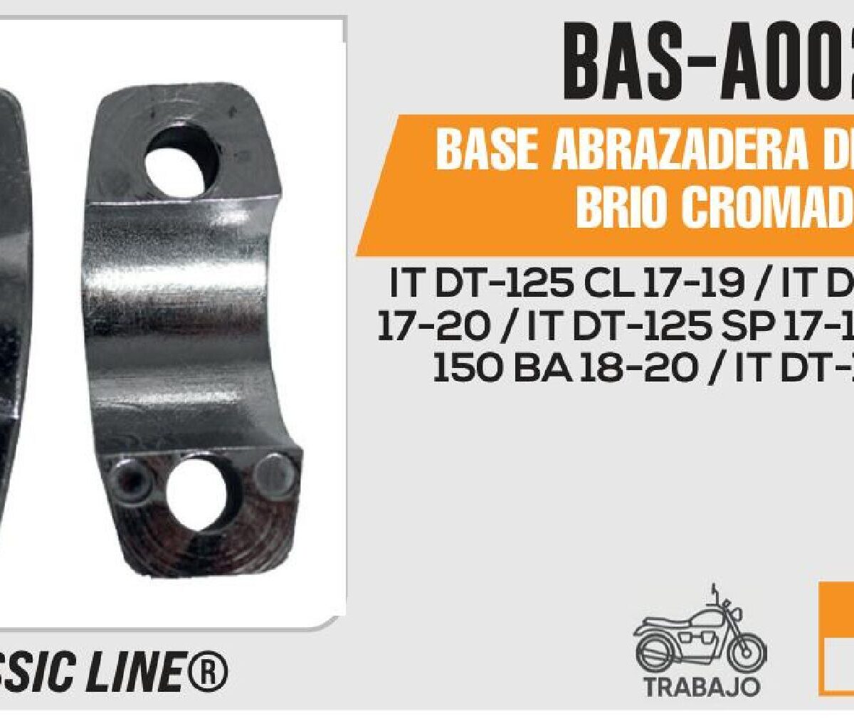 BASE ABRAZADERA DE MANUBRIO CROMADA