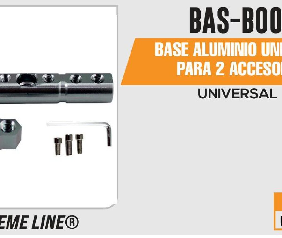 BASE ALUMINIO UNIVERSAL PARA 2 ACCESORIOS