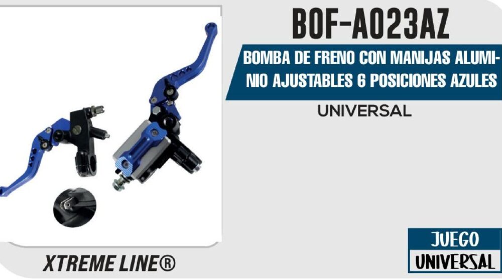 BOMBA DE FRENO CON MANIJAS ALUMINIO AJUSTABLES 6 POSICIONES AZULES / BOF-A023AZ