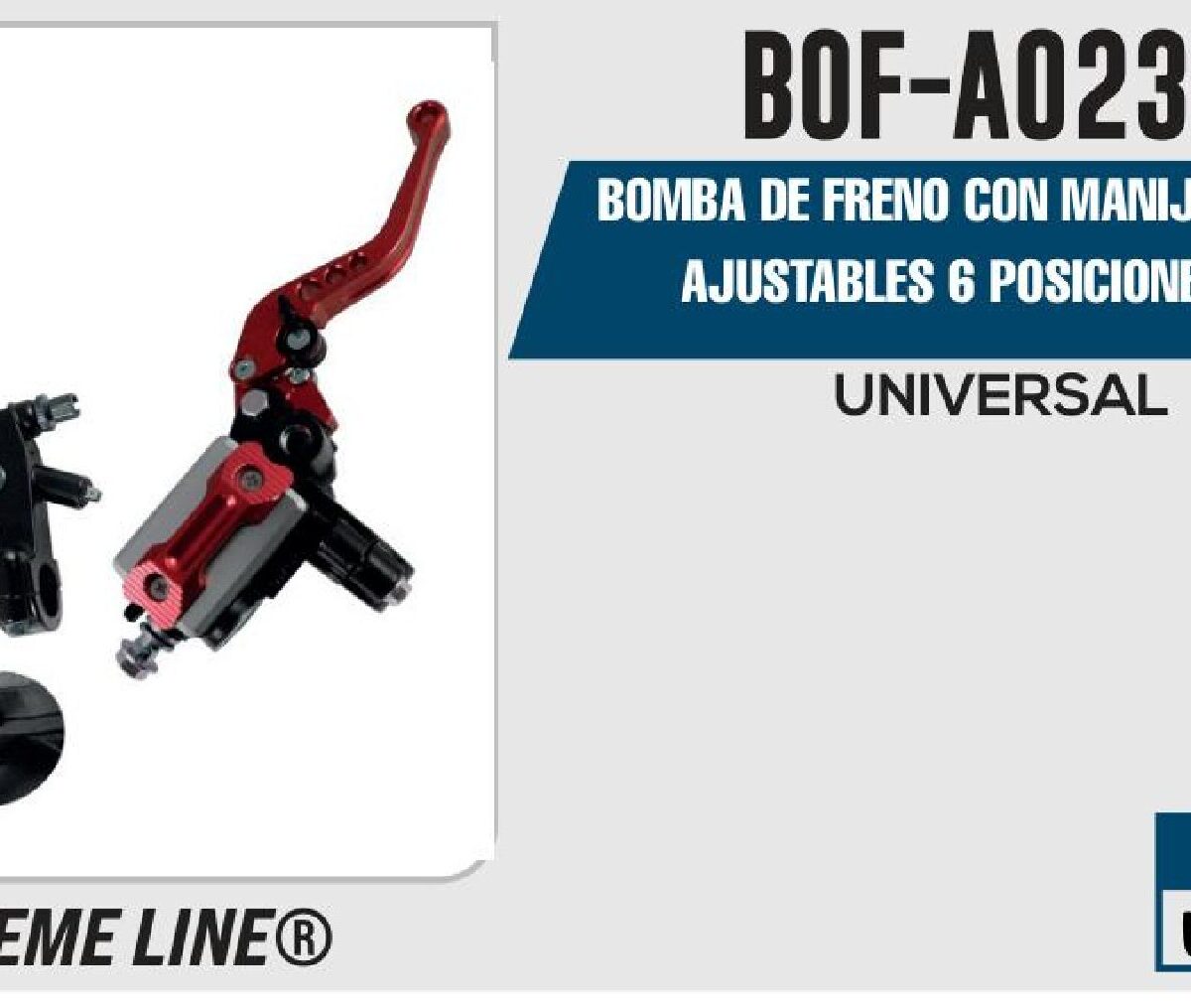 BOMBA DE FRENO CON MANIJAS ALUMINIO AJUSTABLES 6 POSICIONES ROJAS / BOF-A023RO