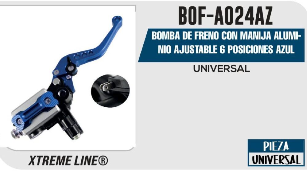 BOMBA DE FRENO CON MANIJA ALUMINIO AJUSTABLE 6 POSICIONES AZUL / BOF-A024AZ