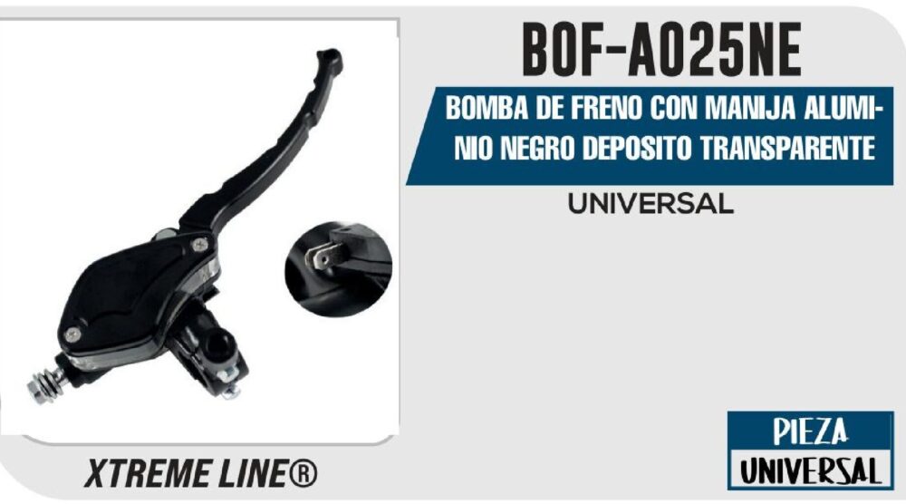 BOMBA DE FRENO CON MANIJA ALUMINIO NEGRO DEPOSITO TRANSPARENTE / BOF-A025NE