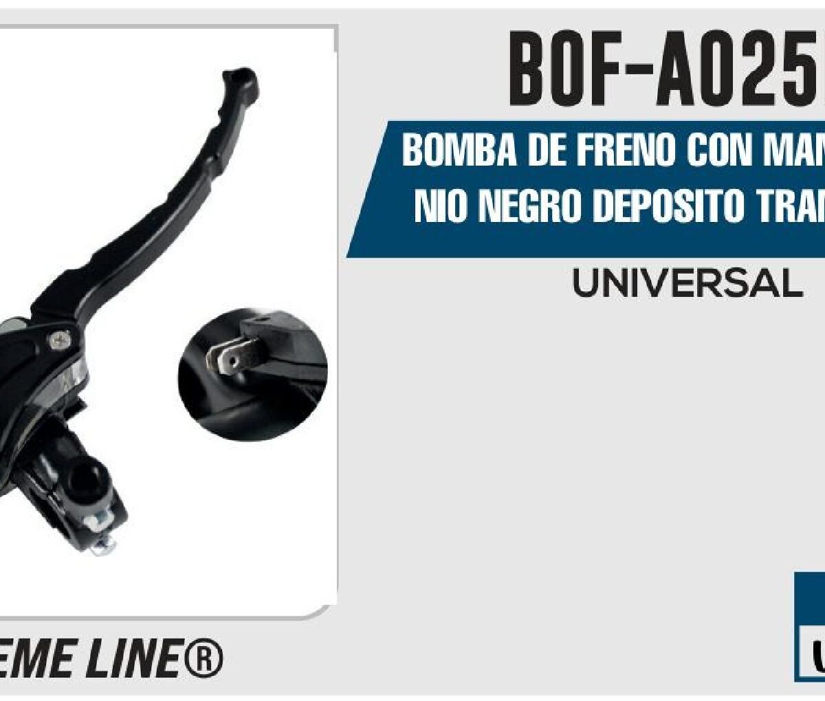 BOMBA DE FRENO CON MANIJA ALUMINIO NEGRO DEPOSITO TRANSPARENTE / BOF-A025NE