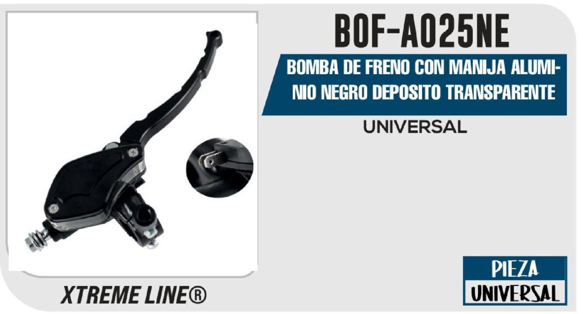 BOMBA DE FRENO CON MANIJA ALUMINIO NEGRO DEPOSITO TRANSPARENTE / BOF-A025NE