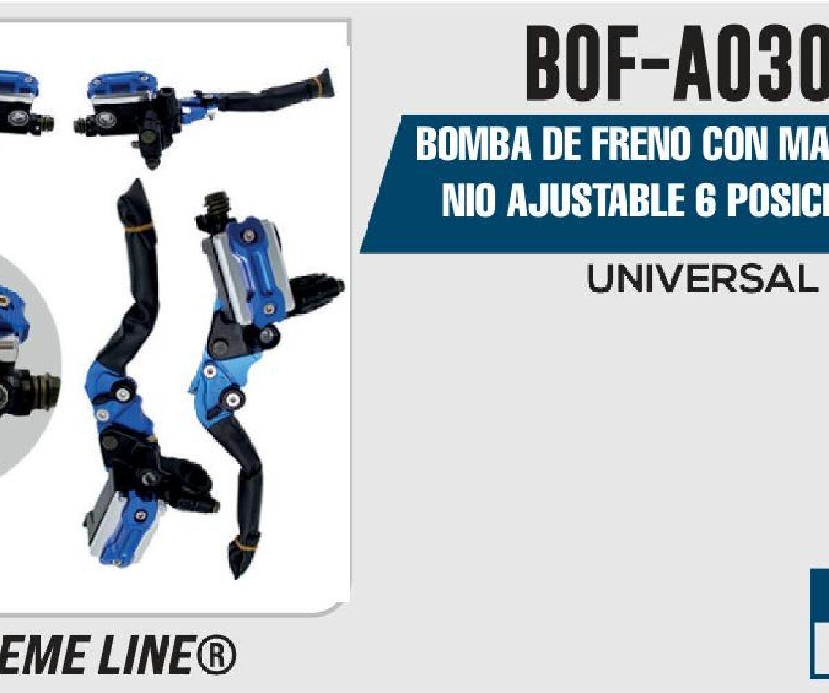BOMBA DE FRENO CON MANIJA ALUMINIO AJUSTABLE 6 POSICIONES AZUL
