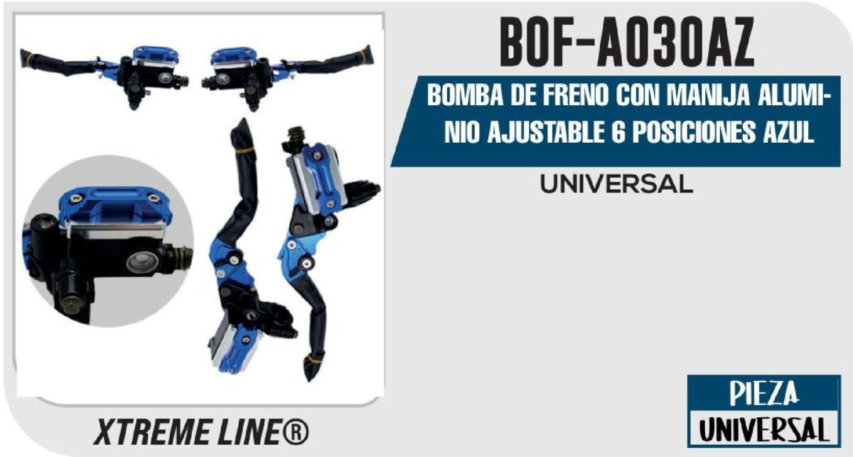 BOMBA DE FRENO CON MANIJA ALUMINIO AJUSTABLE 6 POSICIONES AZUL