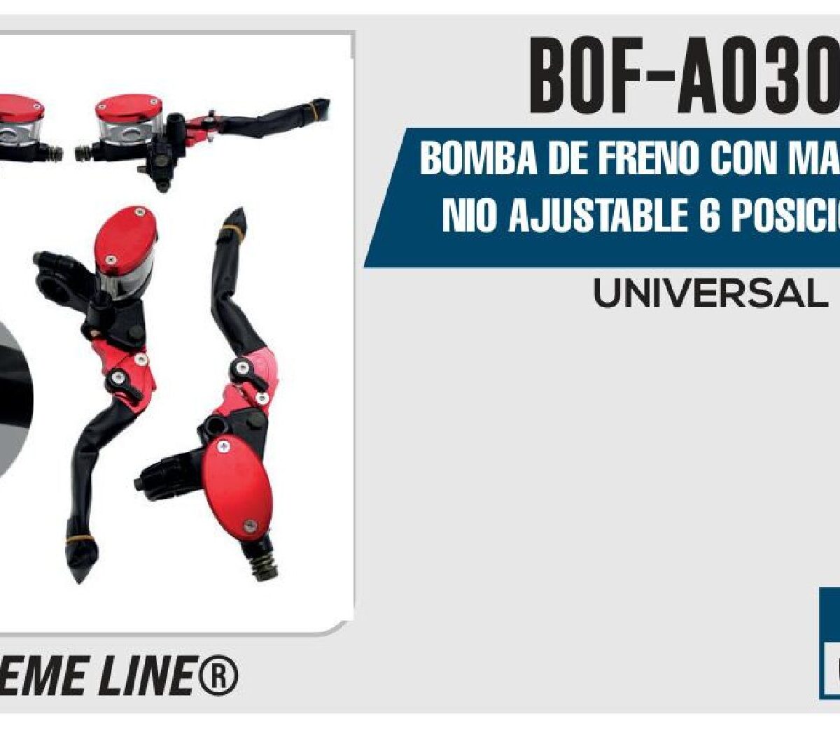 BOMBA DE FRENO CON MANIJA ALUMINIO AJUSTABLE 6 POSICIONES ROJA