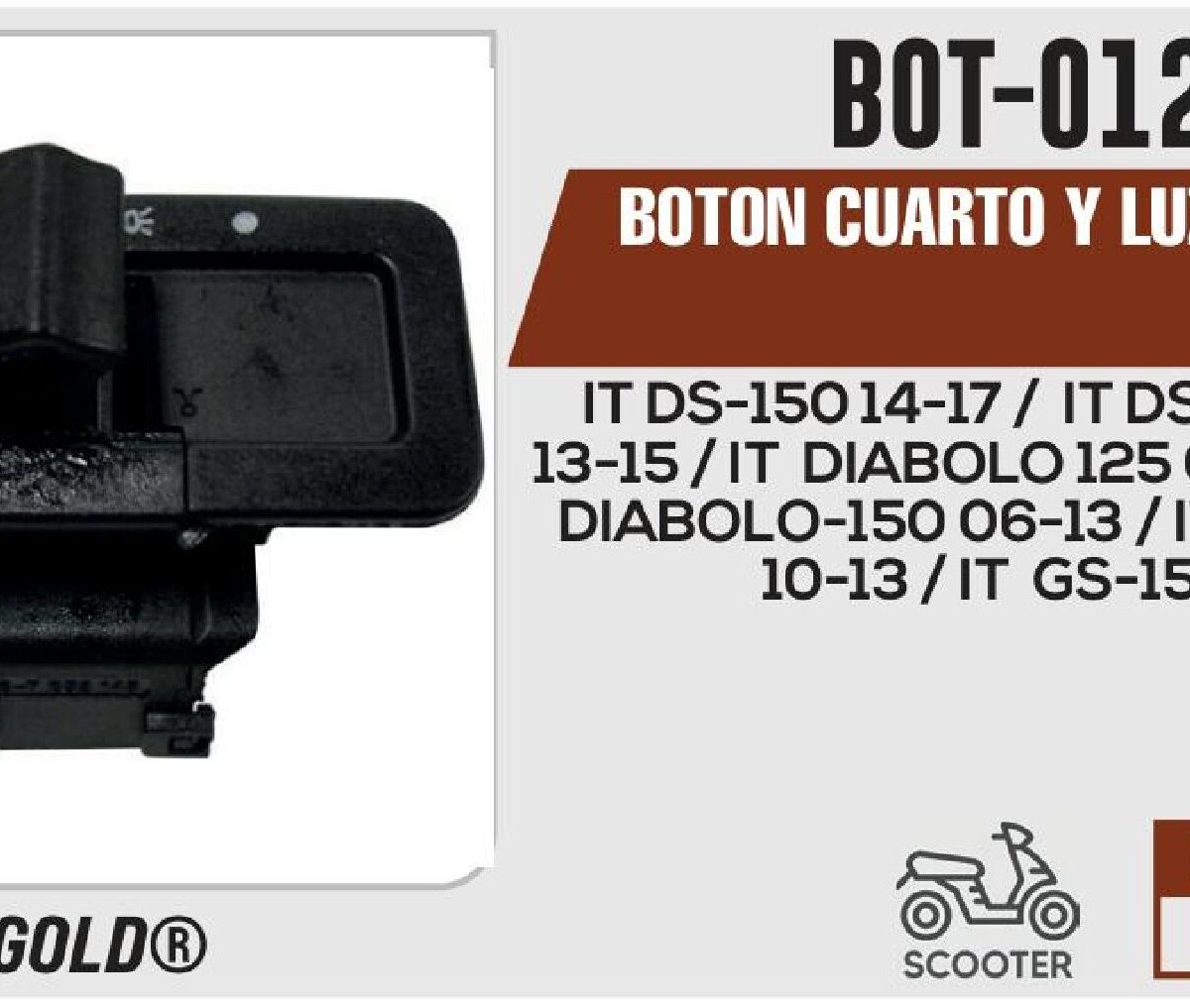 BOTON CUARTO Y LUZ 12Vcc