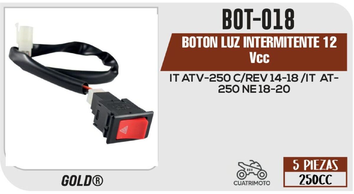 BOTON LUZ INTERMITENTE 12Vcc