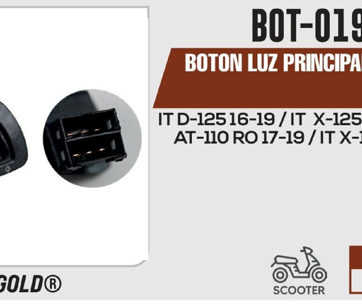 BOTON LUZ ALTA Y BAJA 12Vcc