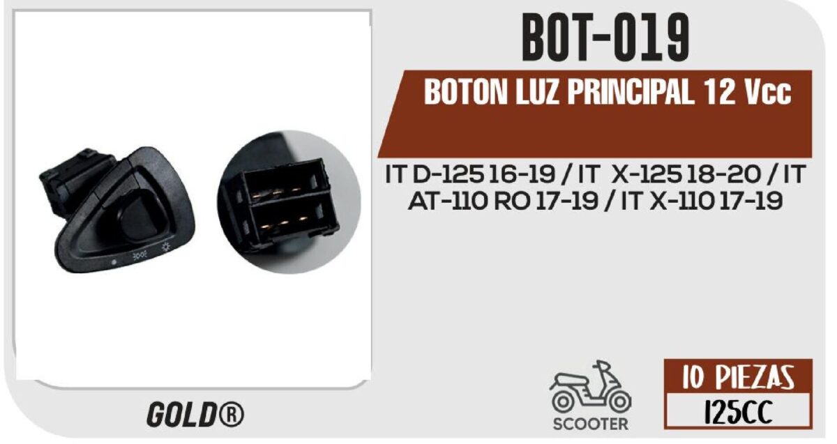 BOTON LUZ ALTA Y BAJA 12Vcc