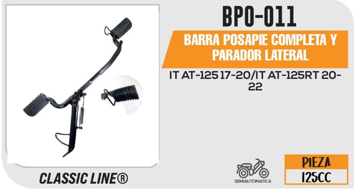 BARRA POSAPIE COMPLETA Y PARADOR LATERAL