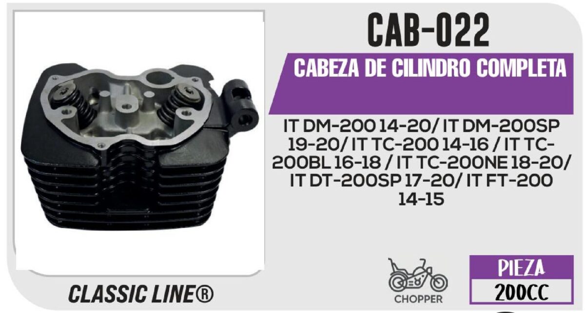 CABEZA DE CILINDRO COMPLETA NEGRO