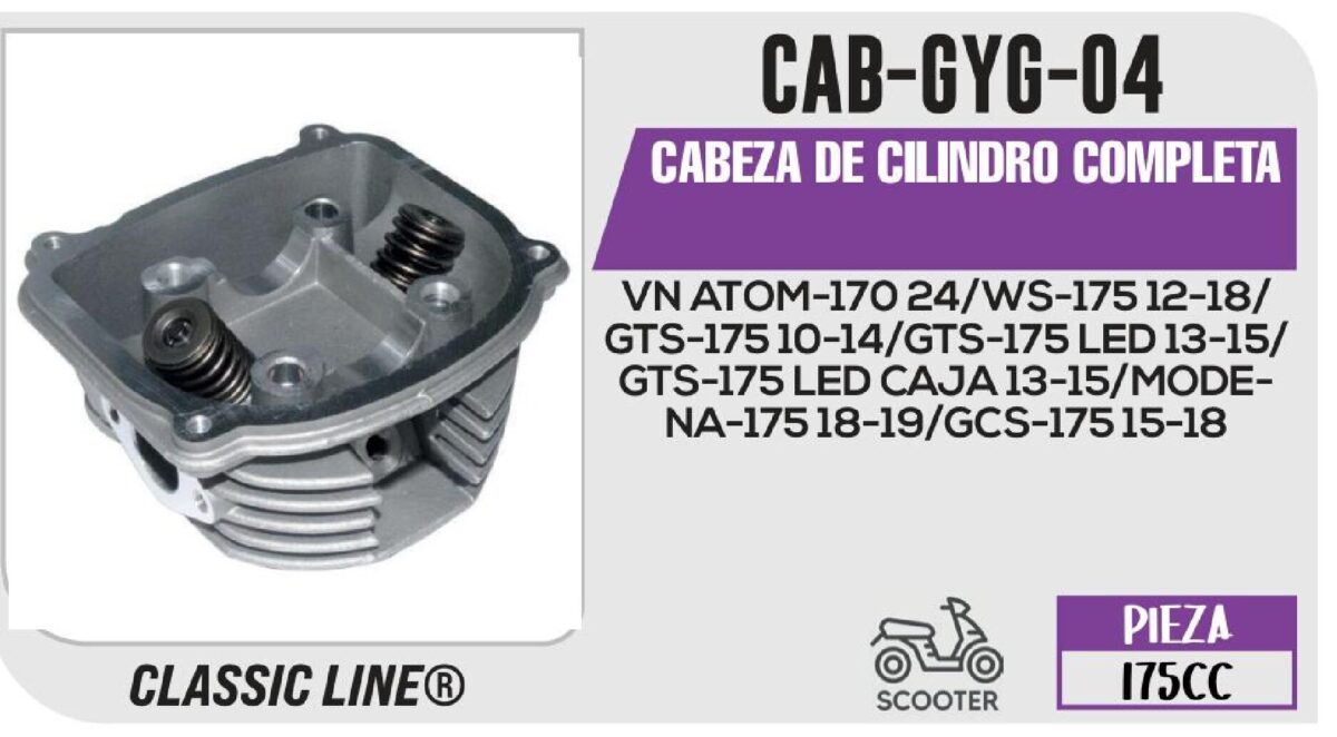 CABEZA DE CILINDRO COMPLETA PLATA