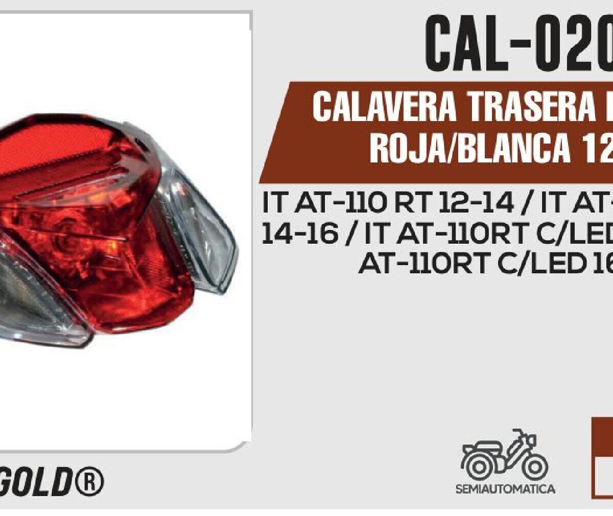CALAVERA TRASERA LED MICA ROJA/BLANCA 12Vcc