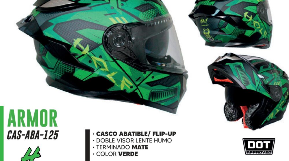 CASCO - CASCO ABATIBLE HALF CERTIFICADO DOT DOBLE VISOR LENTE HUMO / CAS-ABA-125XL