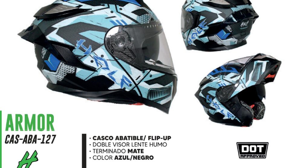 CASCO ABATIBLE ARMOR CERTIFICADO DOT / CAS-ABA-127L