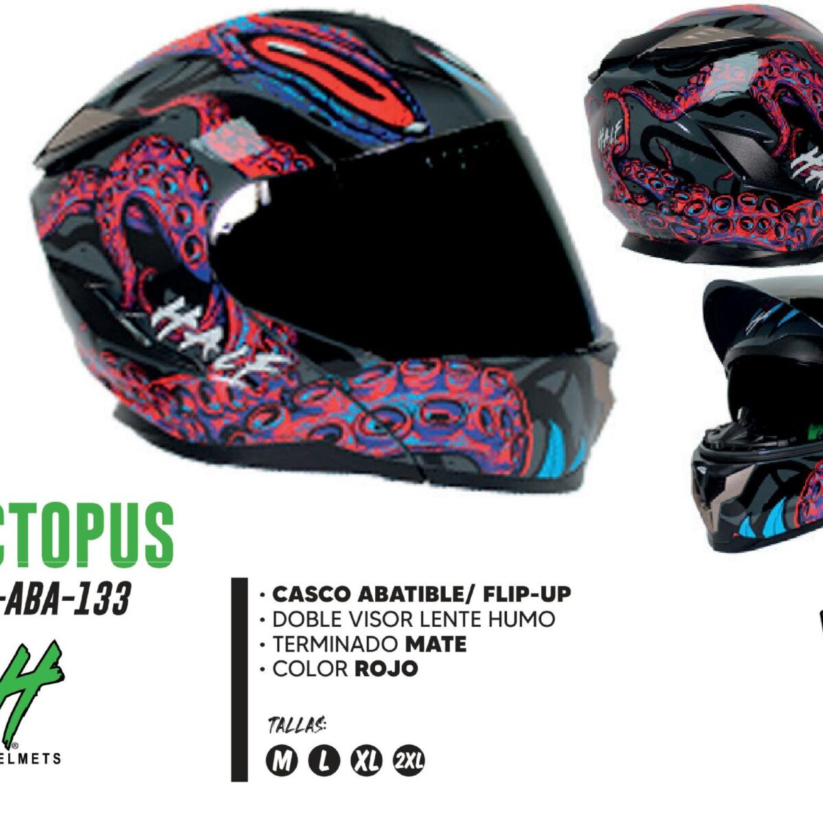 PRETEMPORADA - CASCO ABATIBLE HALF CERTIFICADO DOT DOBLE VISOR LENTE HUMO / CAS-ABA-133L
