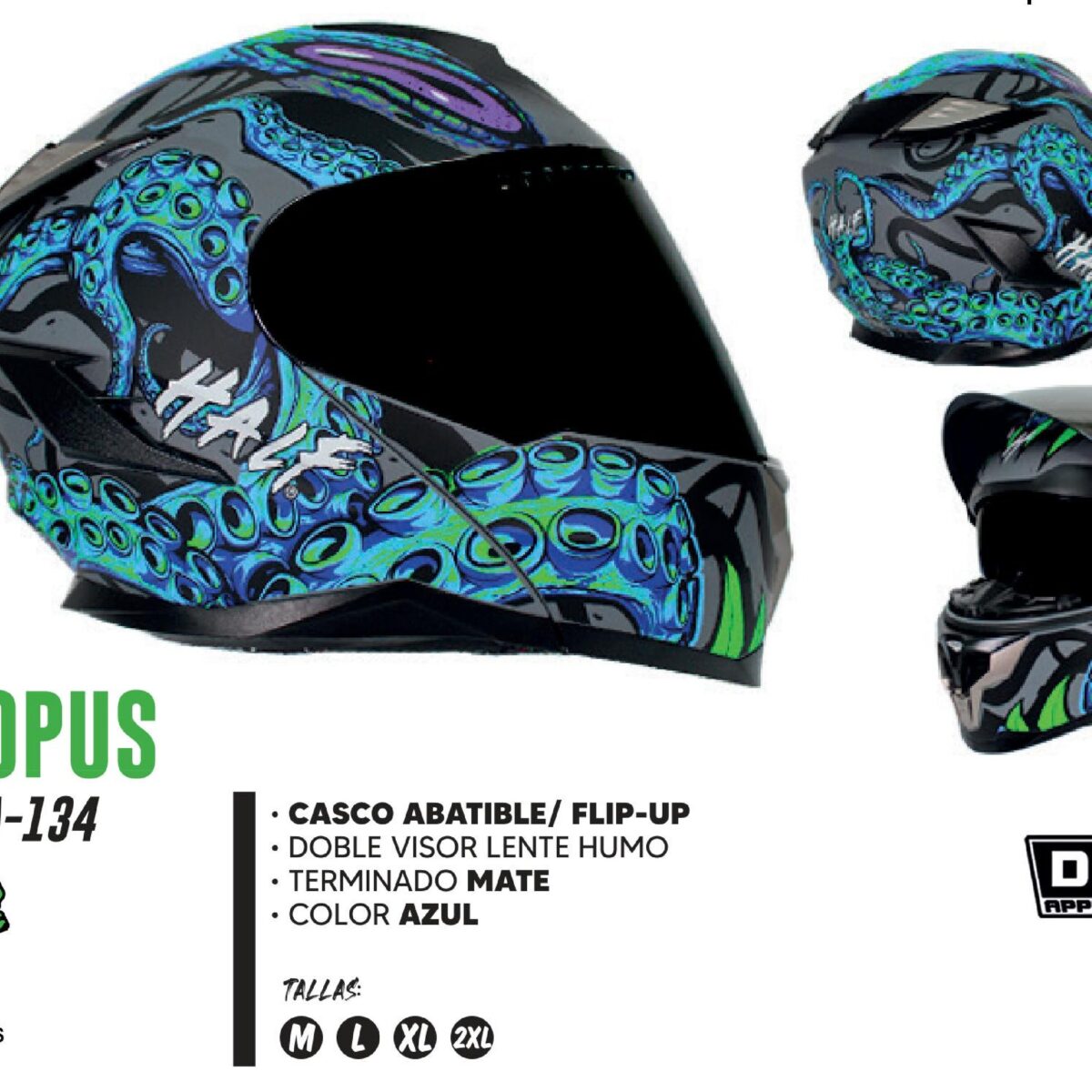 PRETEMPORADA - CASCO ABATIBLE HALF CERTIFICADO DOT DOBLE VISOR LENTE HUMO / CAS-ABA-134L