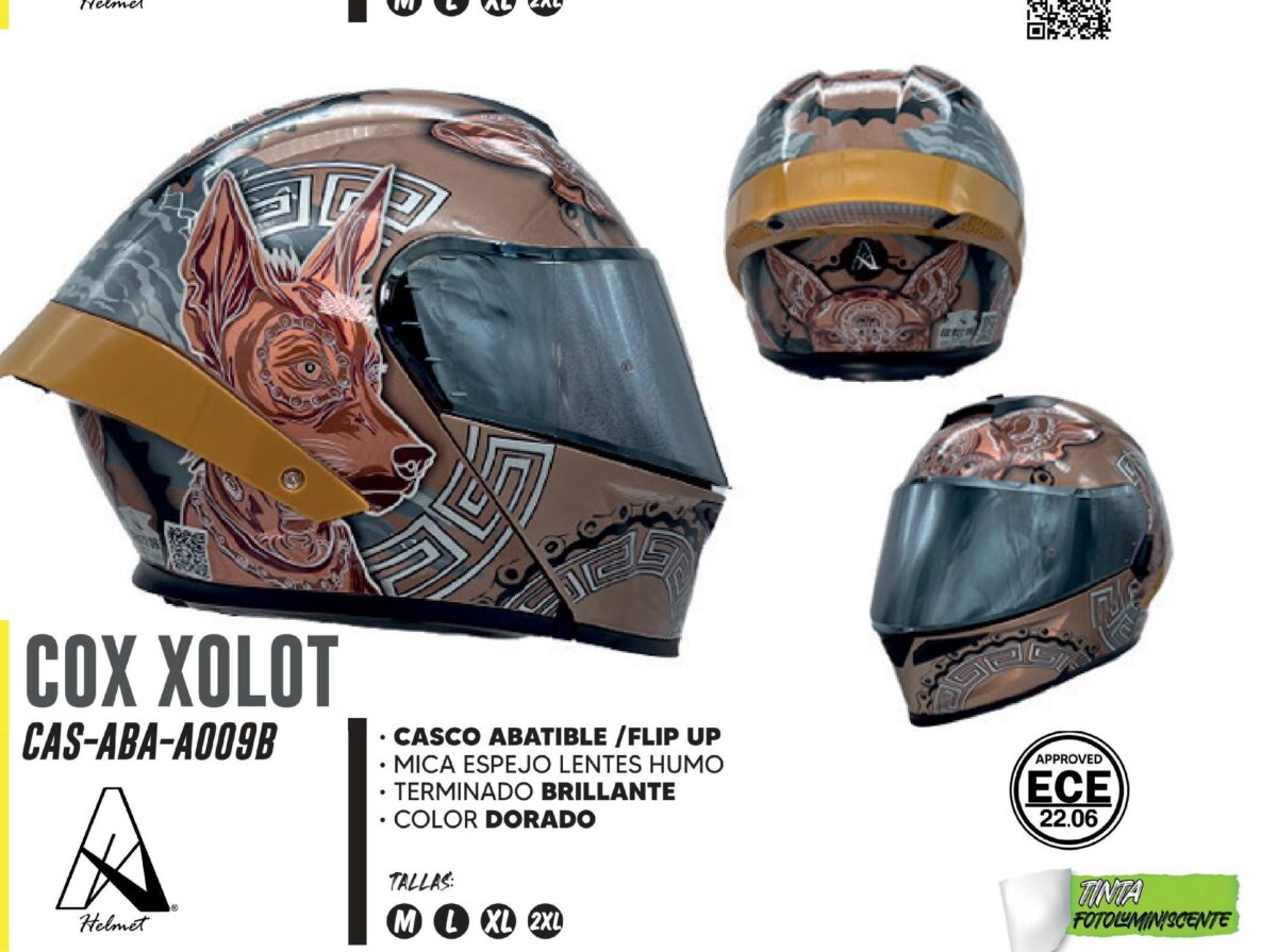 CASCO ABATIBLE COX XOLOT DORADO/NEGRO CERTIFICADO ECE-22.06 / CAS-ABA-A009B-M