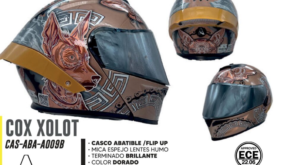 CASCO ABATIBLE COX XOLOT DORADO/NEGRO CERTIFICADO ECE-22.06 / CAS-ABA-A009B-S