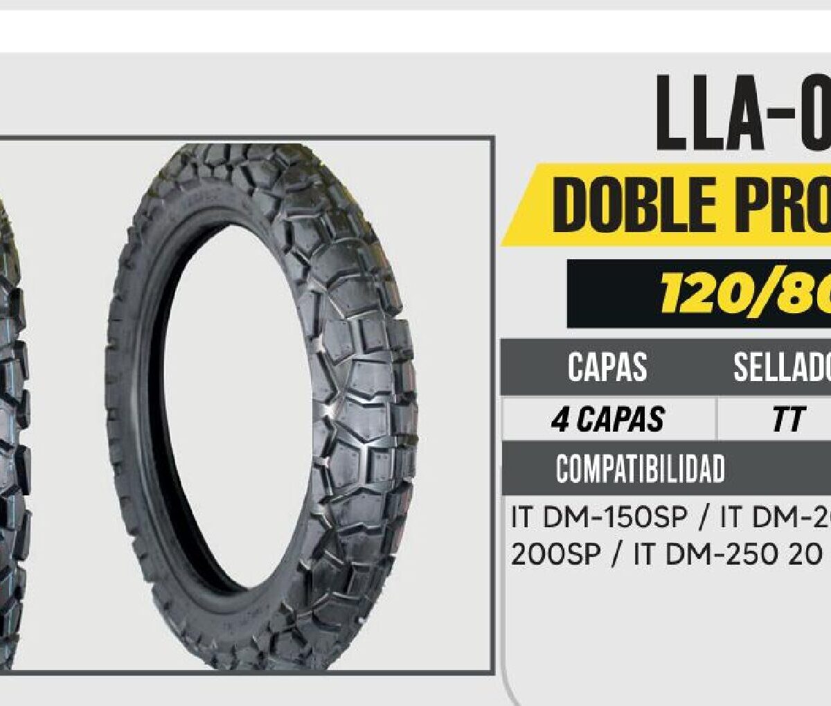 120/80-18 6 CAPAS PG14T DOBLE PROPOSITO USA CAMARA (TT)
