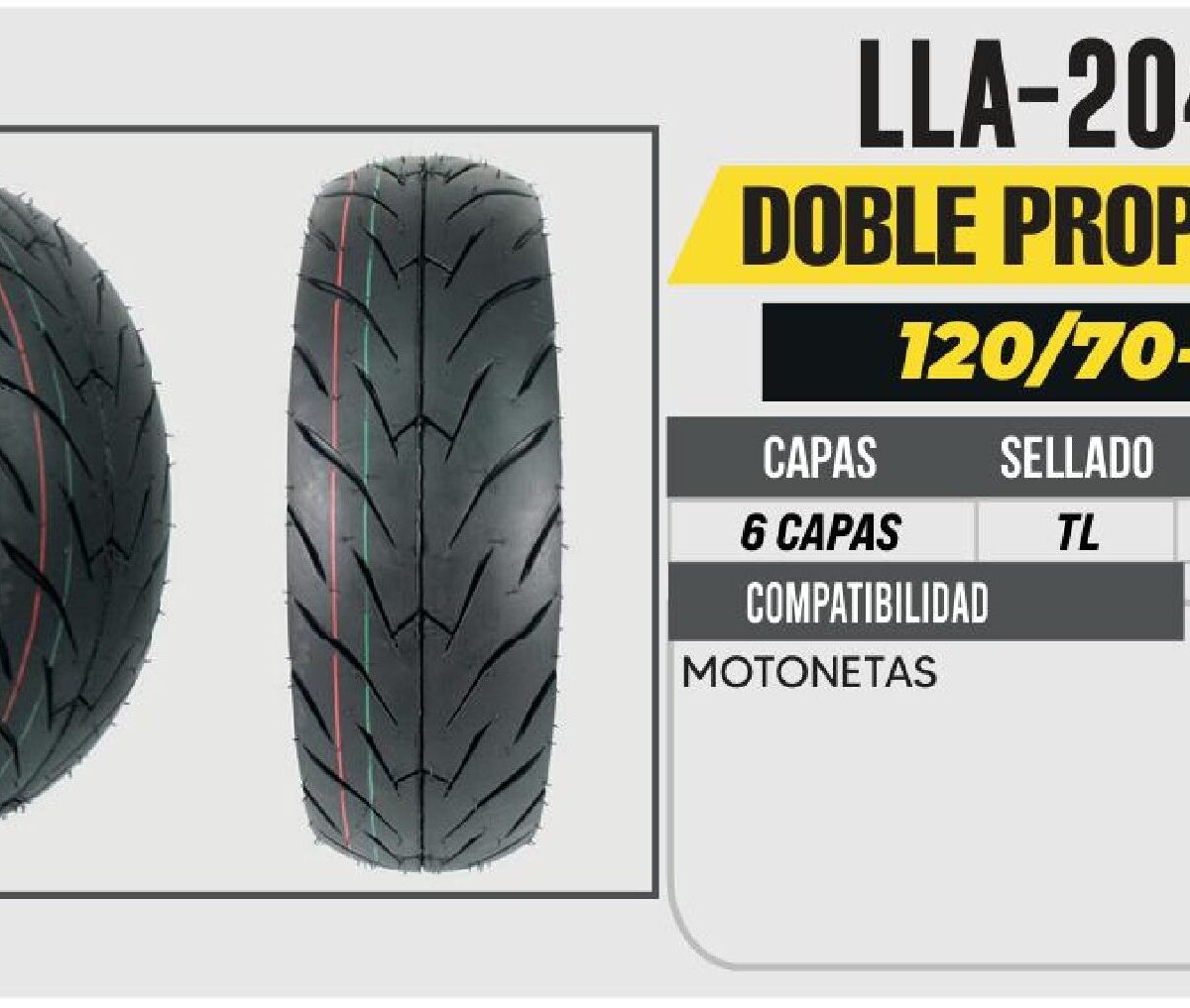 120/70-12 DELANTERA 6 CAPAS P810 SCOTTER SIN CAMARA (TL)