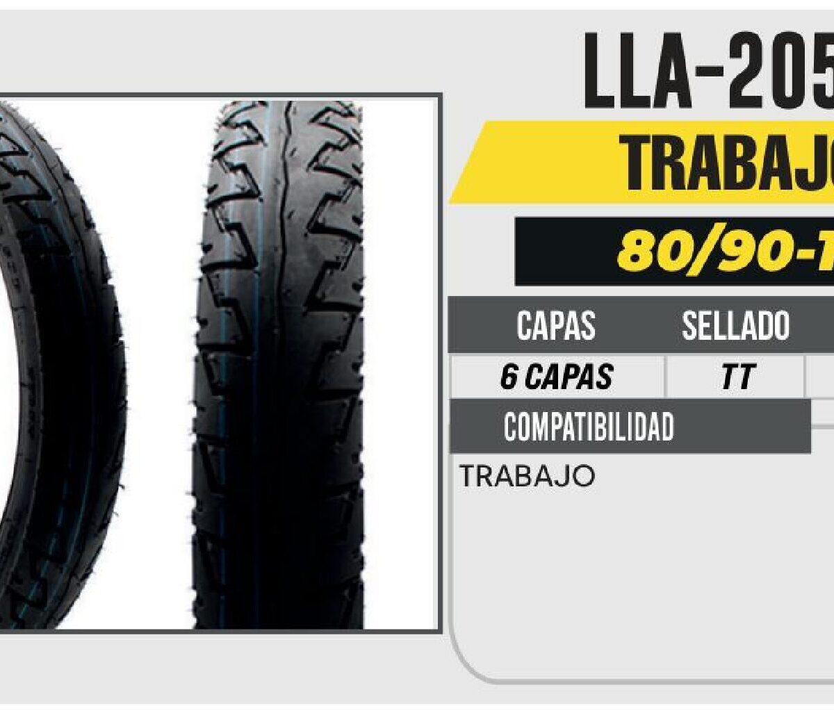 80/90-17 6 CAPAS P339 TRABAJO CON CAMARA (TT)