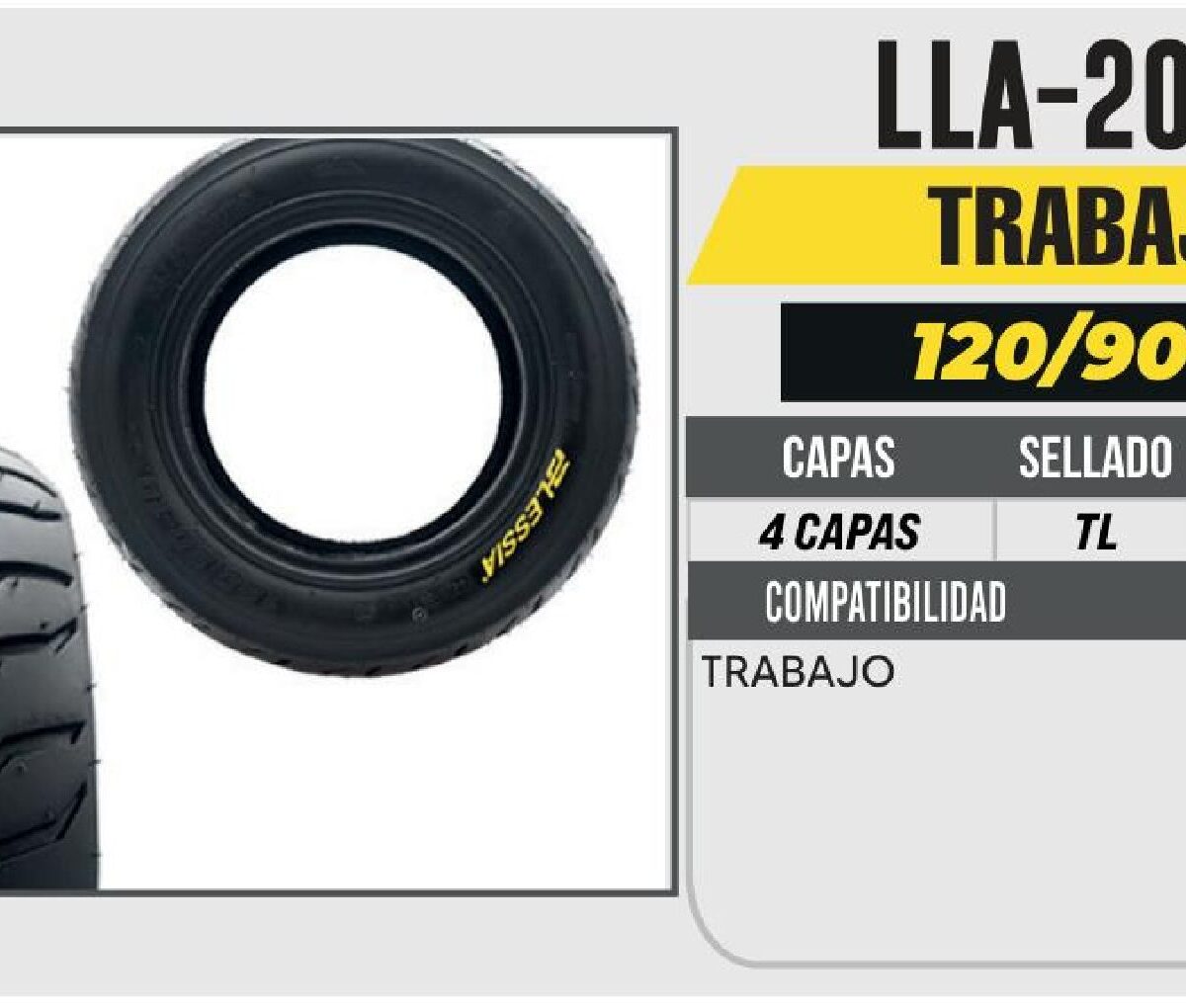 120/90-10 4 CAPAS P804 TRABAJO NO USA CAMARA (TL)