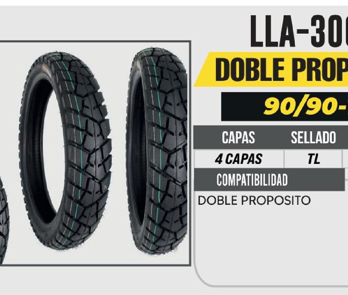 90/90-17 4 CAPAS P202 DOBLE PROPOSITO NO USA CAMARA (TL)