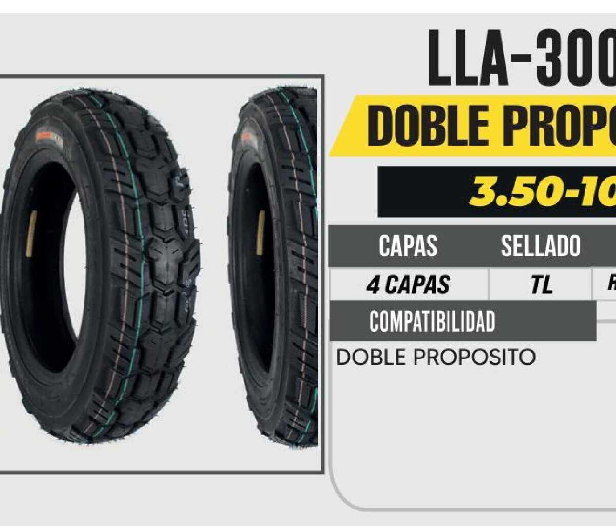 3.50-10 4 CAPAS CY211A DOBLE PROPOSITO NO USA CAMARA (TL)