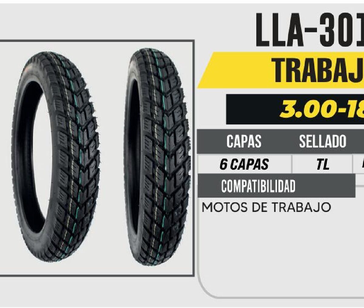 3.00-18 6 CAPAS P274 TRABAJO NO USA CAMARA (TL)