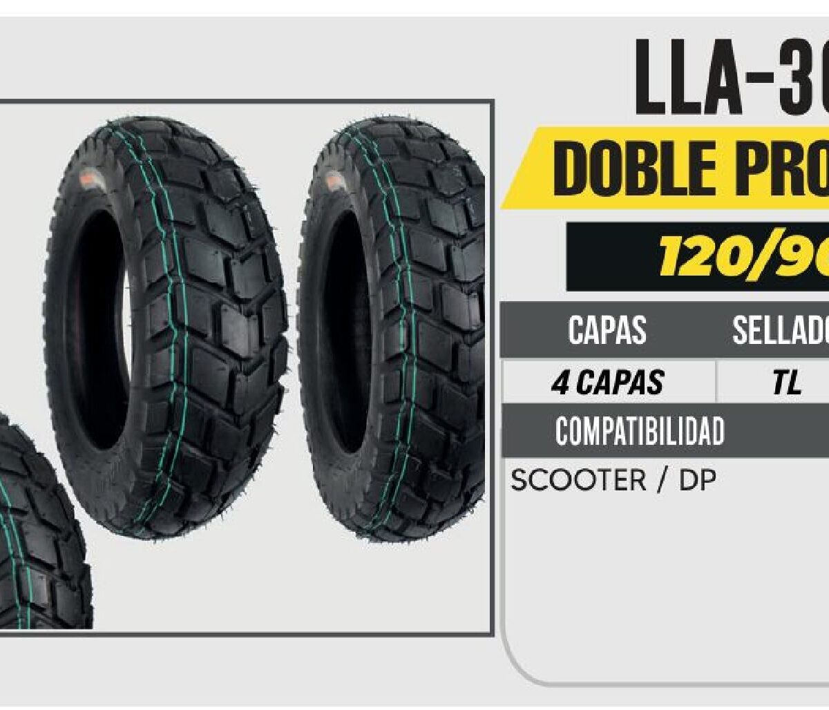 120/90-10 4 CAPAS P126 SCOOTER NO USA CAMARA (TL)