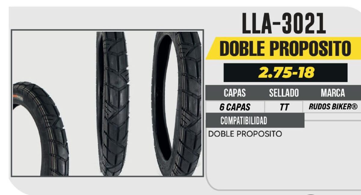 2.75-18 6 CAPAS P399 DOBLE PROPOSITO USA CAMARA (TT)