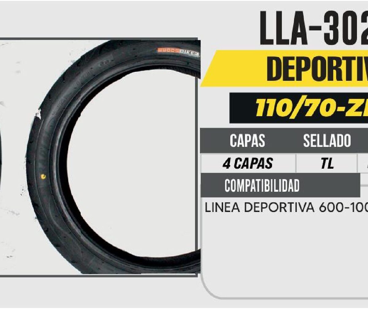 110/70-ZR17 4 CAPAS CYR201 CALLE NO USA CAMARA (TL) DELANTERA
